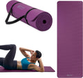 Essentials 2/5" Thick (10Mm) Yoga & Pilates, Fitness & Exercise Mat with Easy-Cinch Carrier Strap Cushion Support for Fitness and Gym Workouts