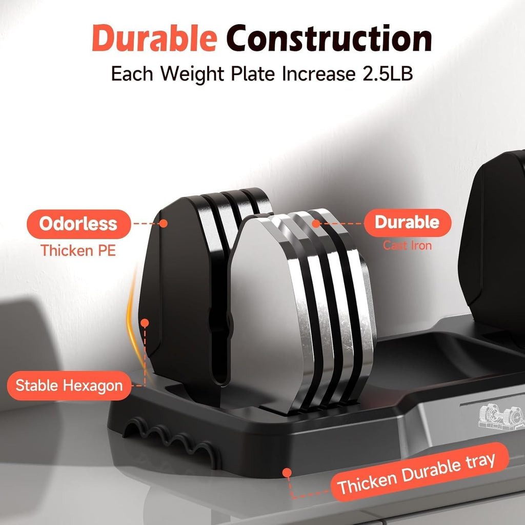 25LB 55LB Adjustable Dumbbells Set, 5LB to 25LB Dumbbell Pair,15Lb to 55LB Weight Set of 2, Home Gym 50Lbs/110Lbs, Anti-Slip Handle for Exercise Equipment