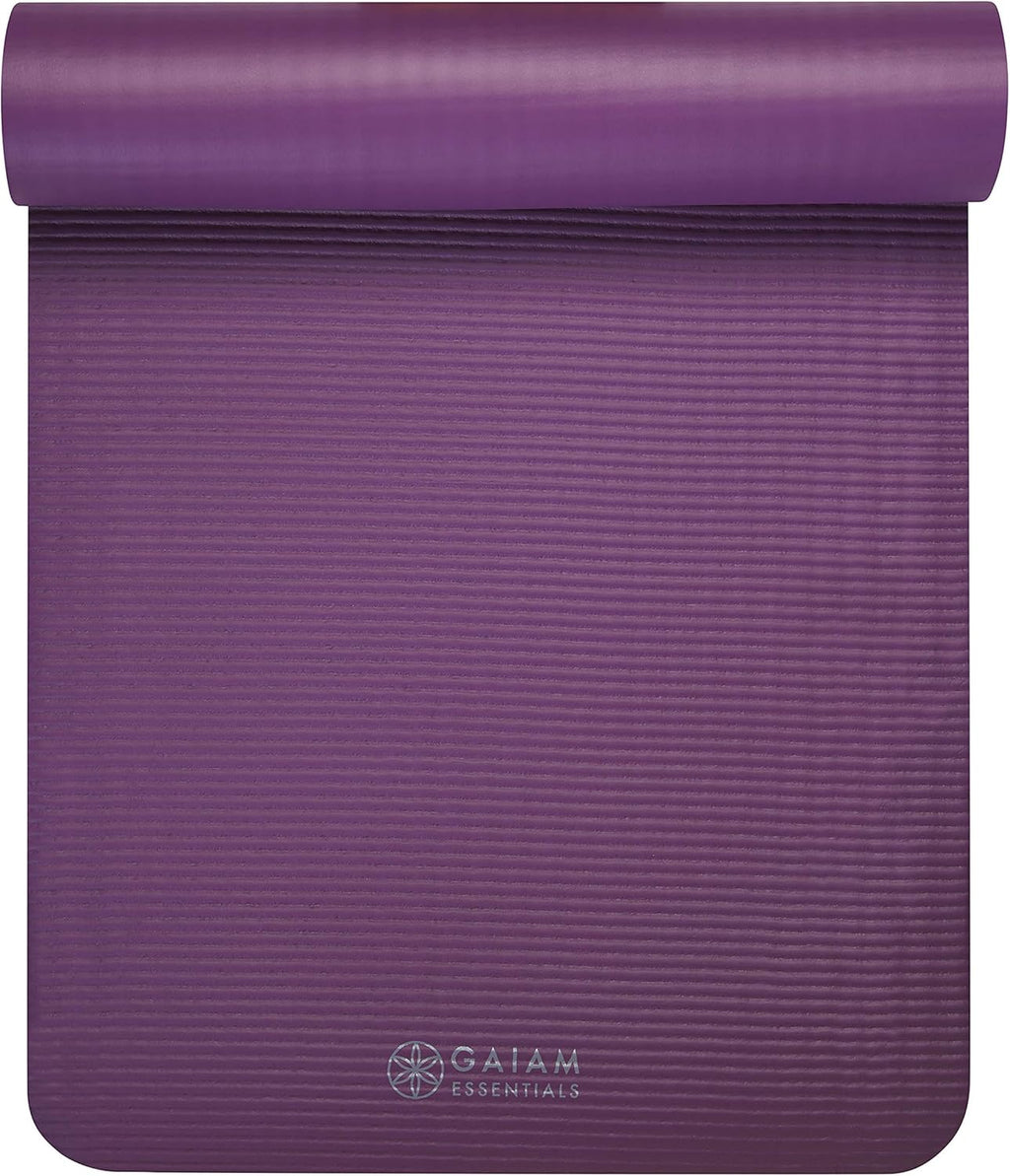 Essentials 2/5" Thick (10Mm) Yoga & Pilates, Fitness & Exercise Mat with Easy-Cinch Carrier Strap Cushion Support for Fitness and Gym Workouts