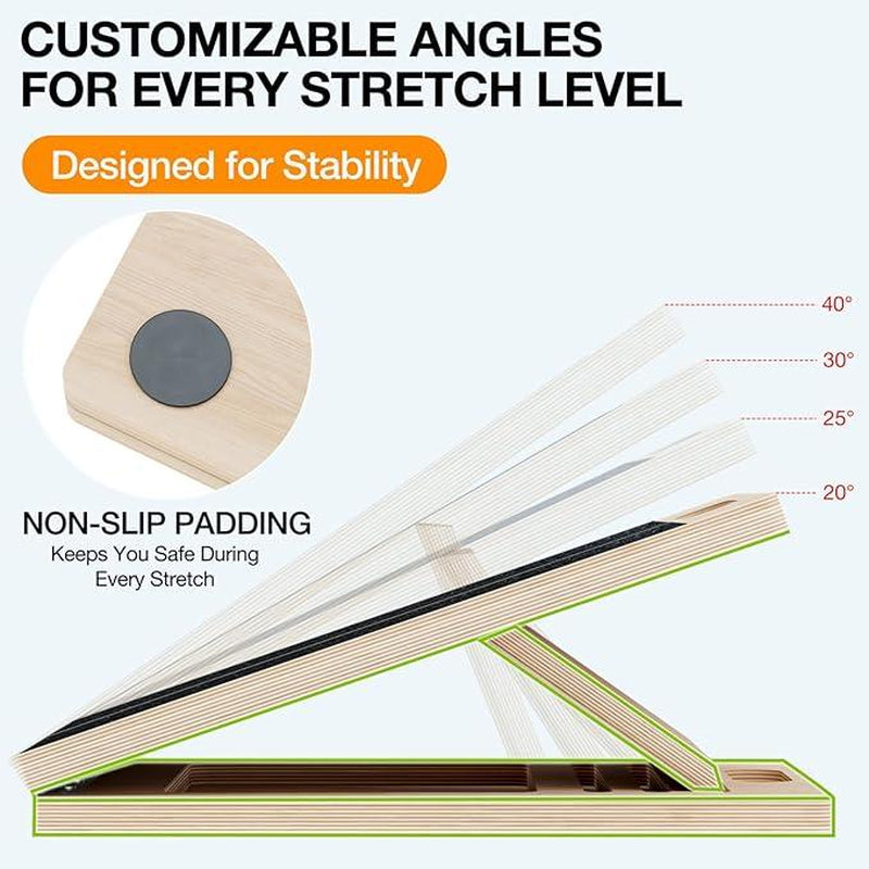 Slant Board for Thigh Exercises, Leg Stretches, Squats and Physical Therapy, Pilates Shaping Equipment, Adjustable Portable Wooden Calf Slant Board Stretcher, 300-Pound Load-Bearing Calf Stretching Wedge Pad, Suitable for Office, Home and G Ankle Mobility