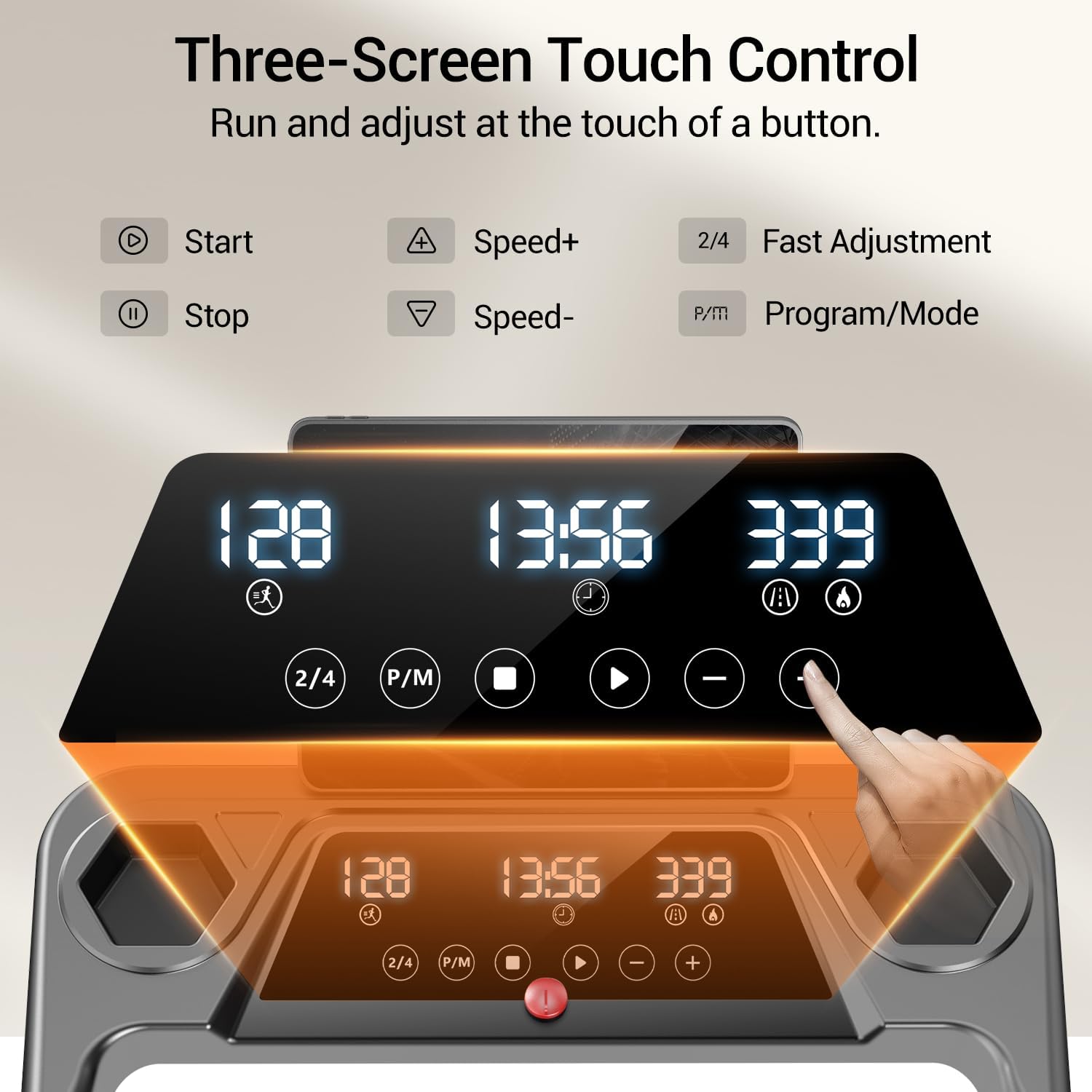 12% Incline Treadmill with Handle, 3-In-1 Portable Treadmills for Home and Office, Foldable Treadmills with 300 Lbs Weight Capacity, 3.0HP Quiet Walking Pad Treadmill, Three Touch Screen