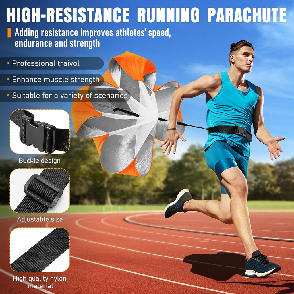 Agility Ladder, Speed Training Equipment Set, 20Ft Agility Ladder, 12 Soccer Cones, 4 Hurdles, Jump Rope, Running Parachute, Basketball Football Soccer Training Equipment for Kids, Youth, Adults