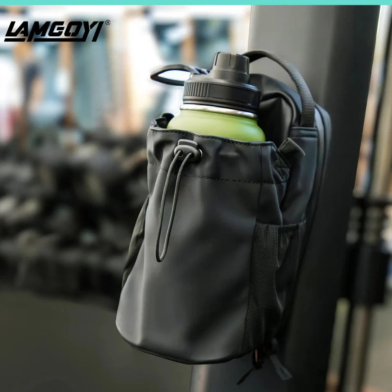 Magnetic Fitness Backpack - Large Capacity PU Waterproof Hydration Pack with Bottle Holder, Sports Crossbody Bag for Gym Running