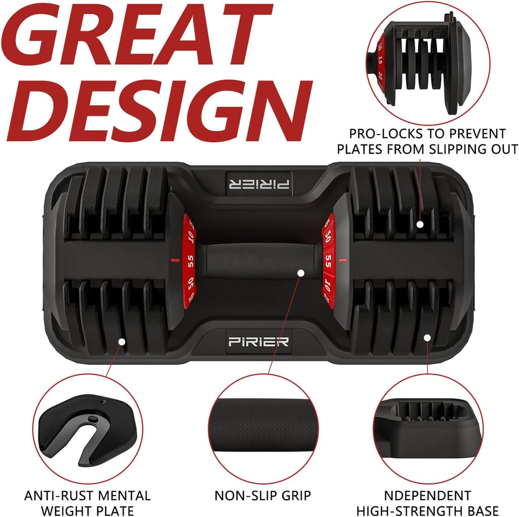 Adjustable Dumbbell Set 55LB Dumbbells Weight, 10-In-1 Weight Dumbbell with Anti-Slip Metal Handle and Bicep Supports for Comprehensive Full Body Strength Training